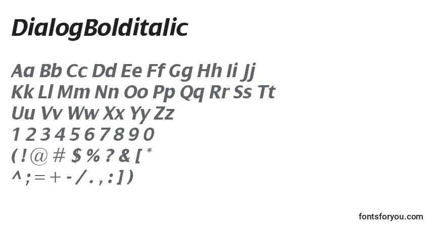 Шрифт DialogBolditalic – алфавит, цифры, специальные символы