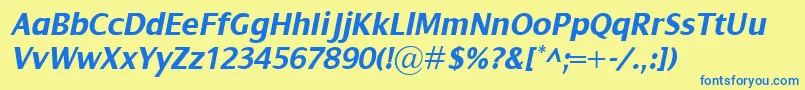 DialogBolditalic-Schriftart – Blaue Schriften auf gelbem Hintergrund