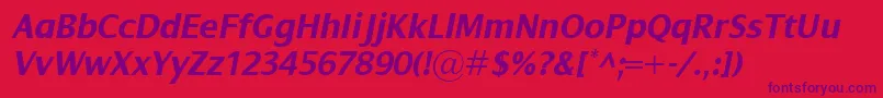 Fonte DialogBolditalic – fontes roxas em um fundo vermelho