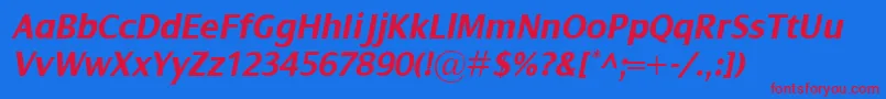DialogBolditalic Font – Red Fonts on Blue Background