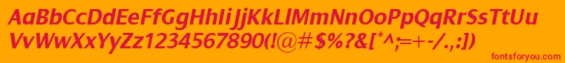 DialogBolditalic Font – Red Fonts on Orange Background