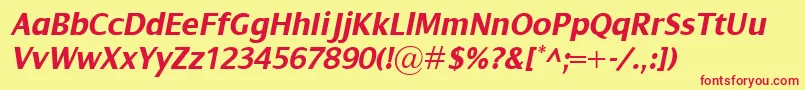 DialogBolditalic Font – Red Fonts on Yellow Background