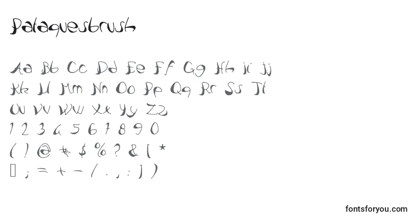 A fonte Pataquesbrush – alfabeto, números, caracteres especiais