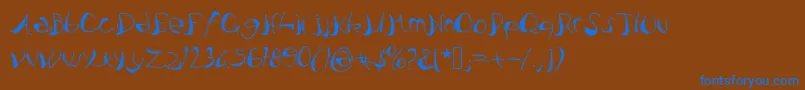 Pataquesbrush-Schriftart – Blaue Schriften auf braunem Hintergrund