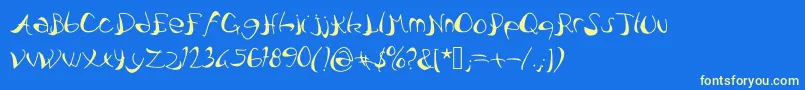 Pataquesbrush Font – Yellow Fonts on Blue Background