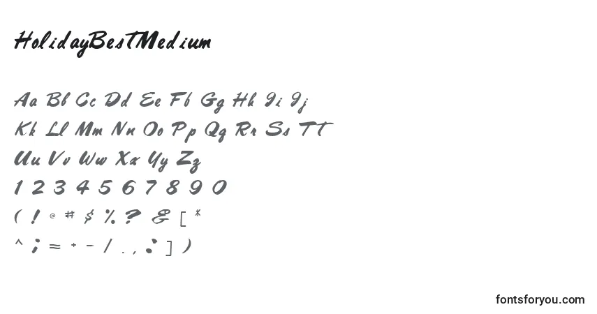 Czcionka HolidayBestMedium – alfabet, cyfry, specjalne znaki