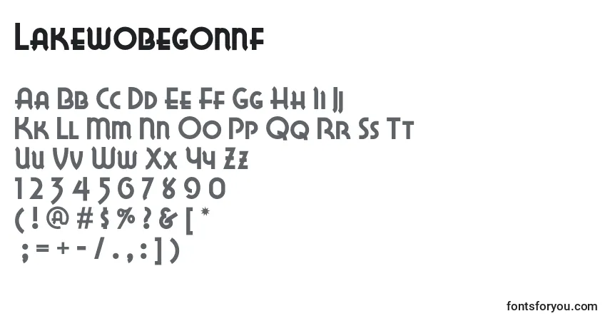 A fonte Lakewobegonnf (113623) – alfabeto, números, caracteres especiais