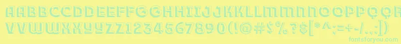 Race1BranntPlusChiseledNcv-Schriftart – Grüne Schriften auf gelbem Hintergrund