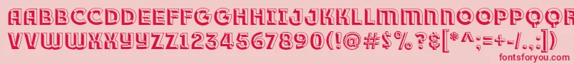 フォントRace1BranntPlusChiseledNcv – ピンクの背景に赤い文字