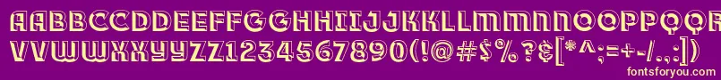 フォントRace1BranntPlusChiseledNcv – 紫の背景に黄色のフォント