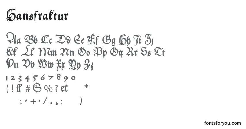 Schriftart Hansfraktur – Alphabet, Zahlen, spezielle Symbole