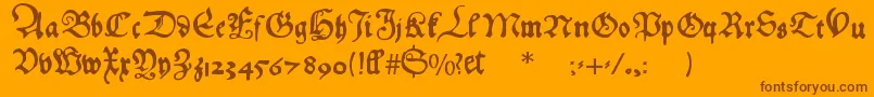 Hansfraktur-Schriftart – Braune Schriften auf orangefarbenem Hintergrund