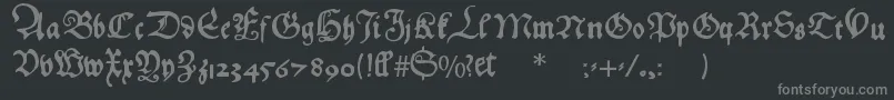 Hansfraktur-fontti – harmaat kirjasimet mustalla taustalla