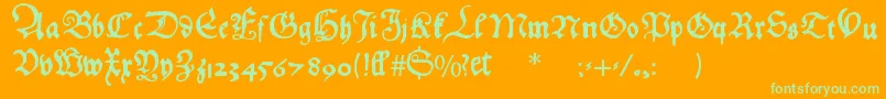 Hansfraktur Font – Green Fonts on Orange Background