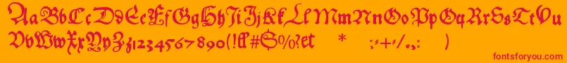 Hansfraktur-Schriftart – Rote Schriften auf orangefarbenem Hintergrund