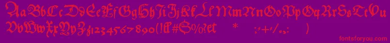 Hansfraktur-Schriftart – Rote Schriften auf violettem Hintergrund