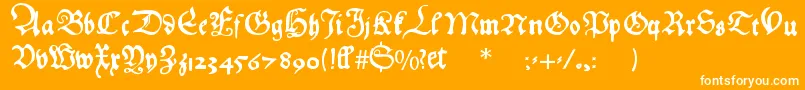 Hansfraktur-Schriftart – Weiße Schriften auf orangefarbenem Hintergrund