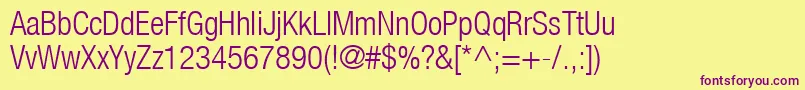 HelveticaLt47LightCondensed Font – Purple Fonts on Yellow Background