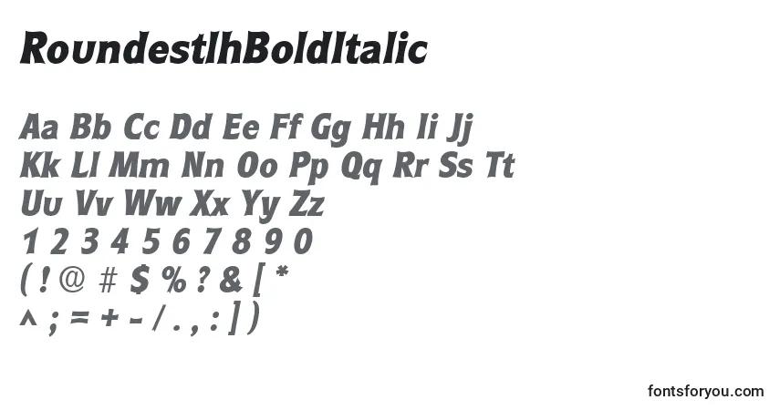 Шрифт RoundestlhBoldItalic – алфавит, цифры, специальные символы