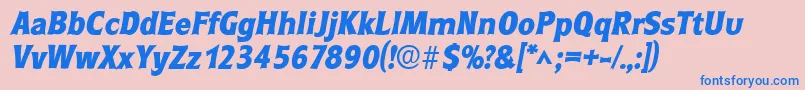 RoundestlhBoldItalic Font – Blue Fonts on Pink Background