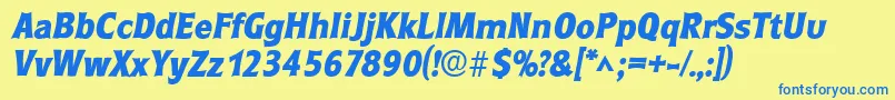 RoundestlhBoldItalic Font – Blue Fonts on Yellow Background