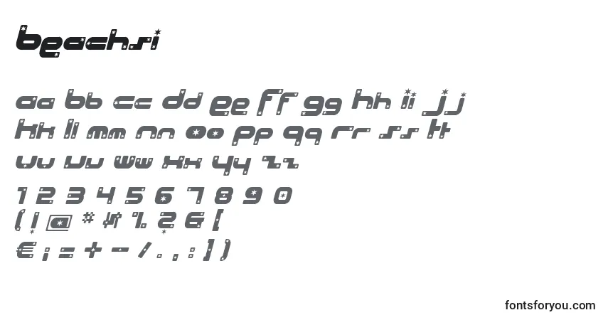 A fonte Beachsi – alfabeto, números, caracteres especiais