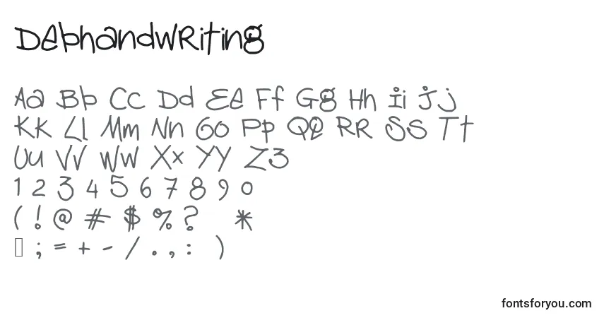 Czcionka Debhandwriting – alfabet, cyfry, specjalne znaki