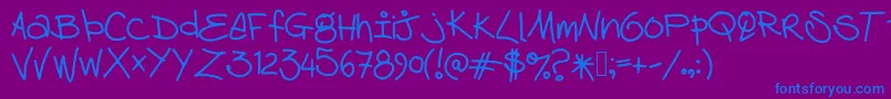 Debhandwriting Font – Blue Fonts on Purple Background