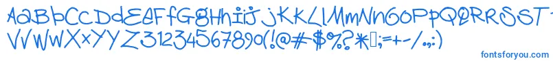 フォントDebhandwriting – 白い背景に青い文字