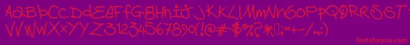 Debhandwriting Font – Red Fonts on Purple Background