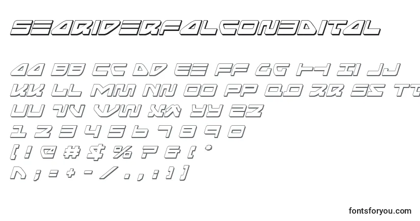 A fonte Seariderfalcon3Dital – alfabeto, números, caracteres especiais