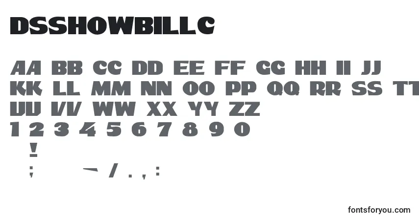 A fonte Dsshowbillc – alfabeto, números, caracteres especiais
