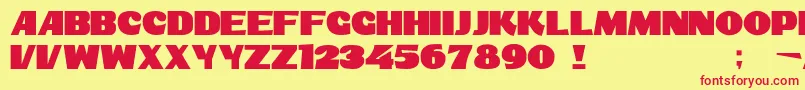 フォントDsshowbillc – 赤い文字の黄色い背景