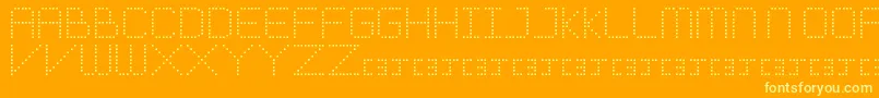 MeticulousRoundFree-Schriftart – Gelbe Schriften auf orangefarbenem Hintergrund