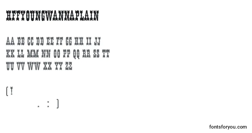 A fonte HffYoungWannaPlain (113637) – alfabeto, números, caracteres especiais