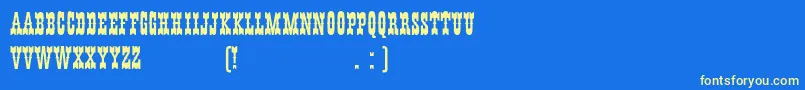 HffYoungWannaPlain Font – Yellow Fonts on Blue Background