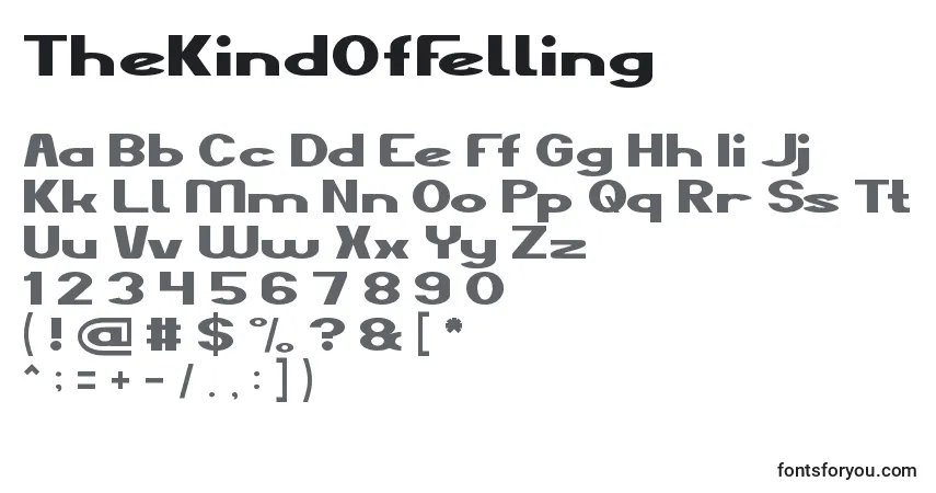 A fonte TheKindOfFelling – alfabeto, números, caracteres especiais