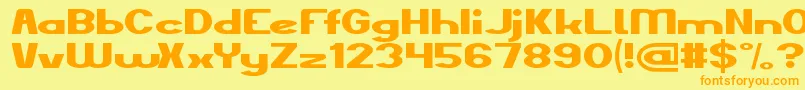 フォントTheKindOfFelling – オレンジの文字が黄色の背景にあります。