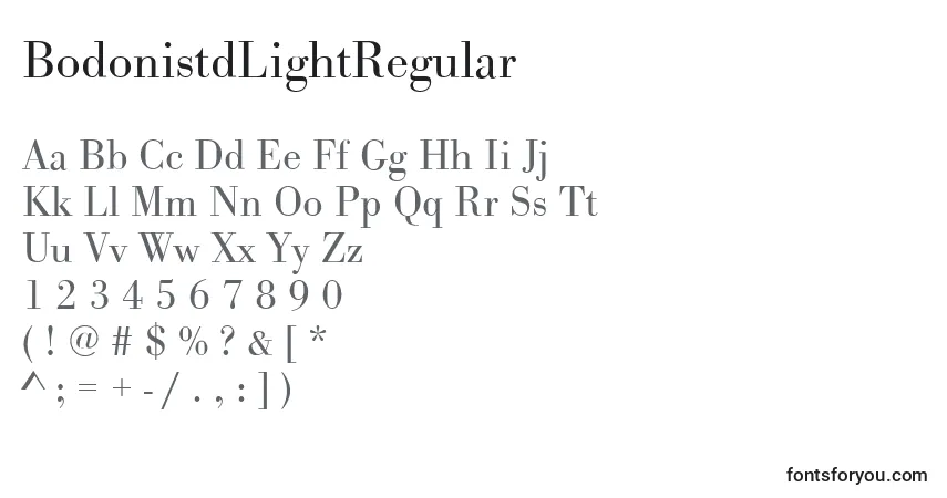 Schriftart BodonistdLightRegular – Alphabet, Zahlen, spezielle Symbole