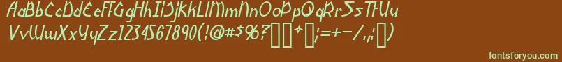 More about YoshitoshiItalic Font YoshitoshiItalic Font – Green Fonts on Brown Background