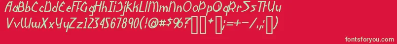 Шрифт YoshitoshiItalic – зелёные шрифты на красном фоне