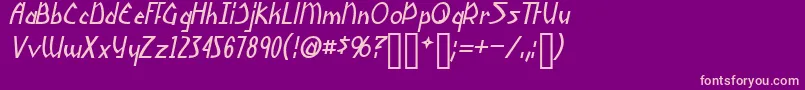 YoshitoshiItalic Font – Pink Fonts on Purple Background