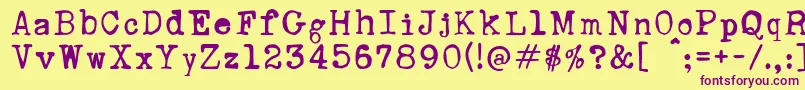 Шрифт RustyTypewriter – фиолетовые шрифты на жёлтом фоне