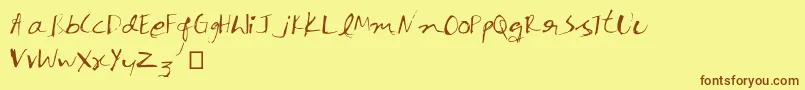 Inkpen-Schriftart – Braune Schriften auf gelbem Hintergrund