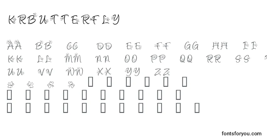Czcionka KrButterfly – alfabet, cyfry, specjalne znaki