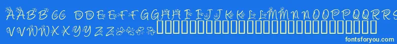 KrButterfly Font – Yellow Fonts on Blue Background