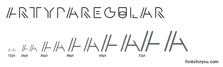 Размеры шрифта ArtypaRegular