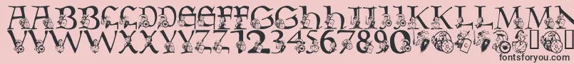 LmsWarriorMascot-Schriftart – Schwarze Schriften auf rosa Hintergrund