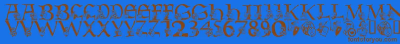 LmsWarriorMascot-fontti – ruskeat fontit sinisellä taustalla
