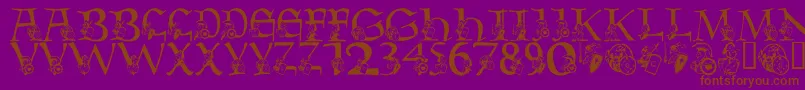 LmsWarriorMascot-fontti – ruskeat fontit violetilla taustalla